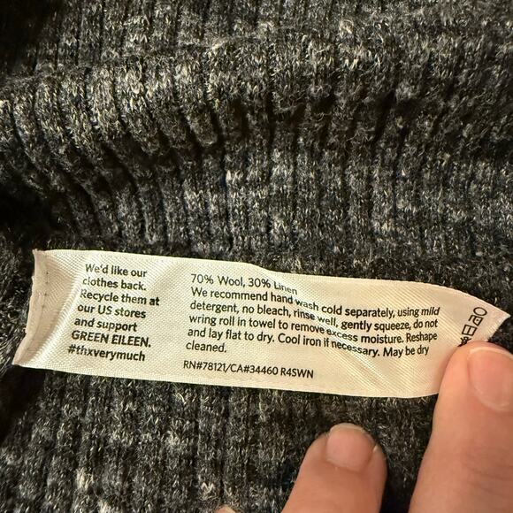 Eileen Fisher Long Ribbed Cardigan Women’s XS Heather Gray Wool Linen Blend EUC - Picture 6 of 7